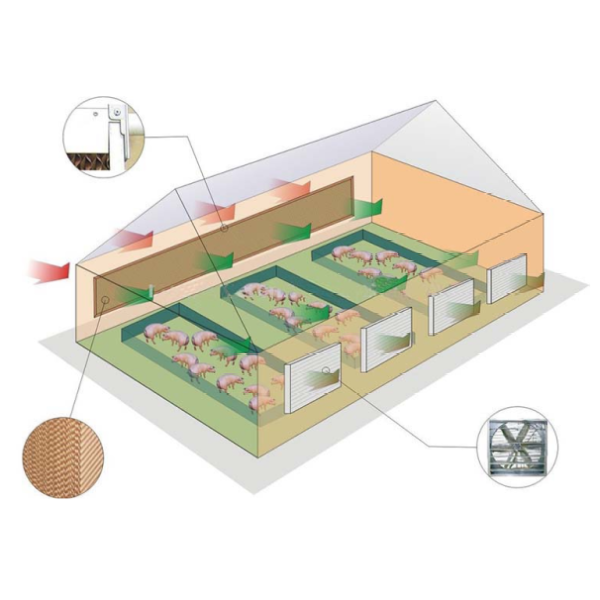 cooling pad exhaust fan system